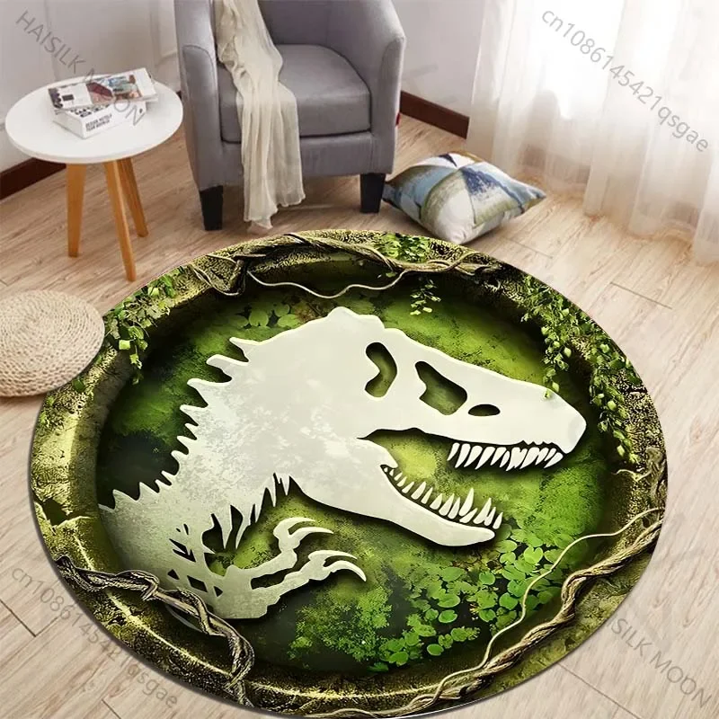 Kids Outdoor Area - Okrągłe dywany z nadrukiem dinozaurów HD