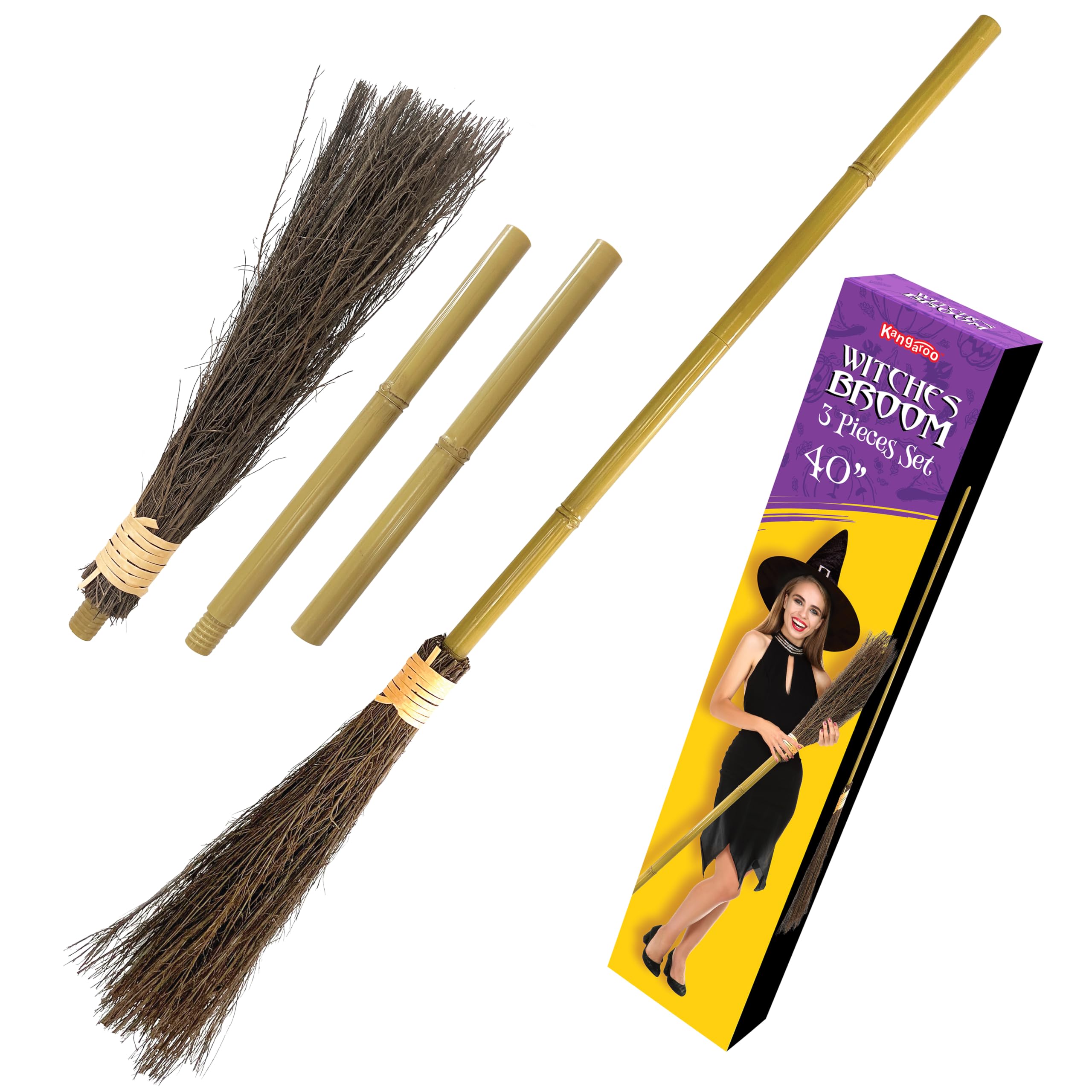 Kids Outdoor Broom - Kangaroo 40-calowa bambusowa miotła czarownicy dla